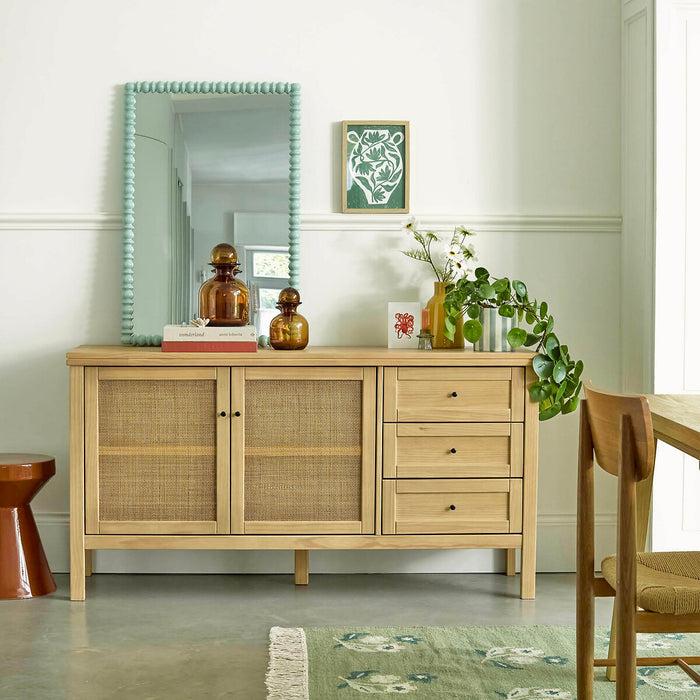 Buffet 2 portes et tiroirs pin massif cannage Mireval