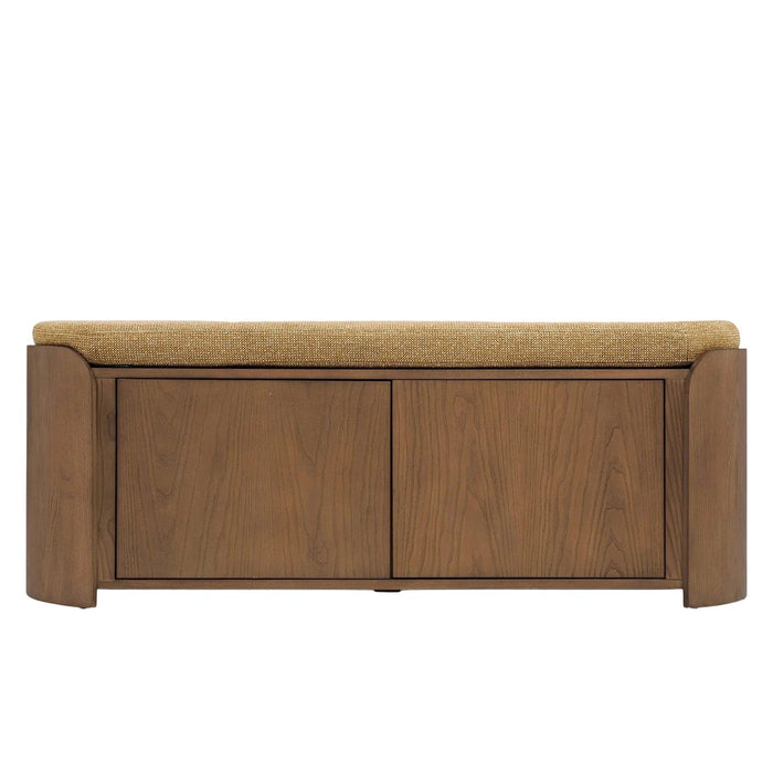 Banc Noemia frêne teinte noyer et tweed marron – vue détourée