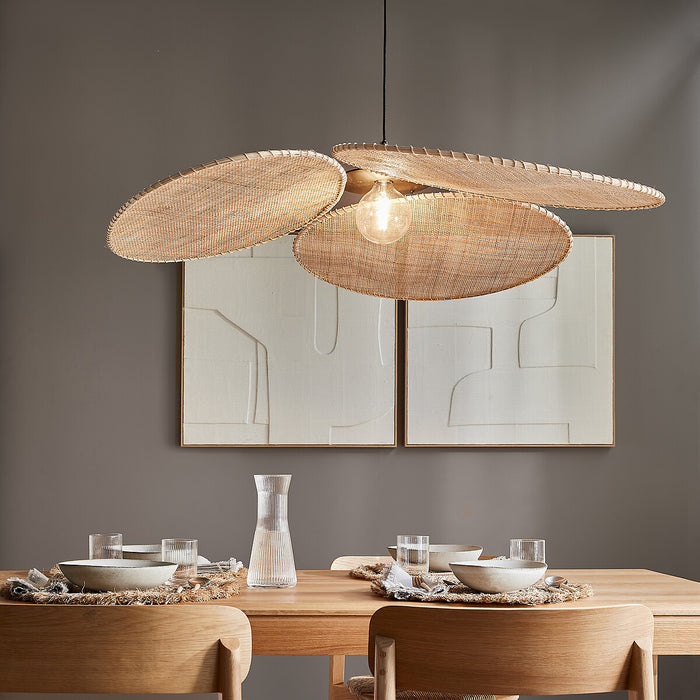 Suspension Canopée rotin naturel – mise en ambiance salon