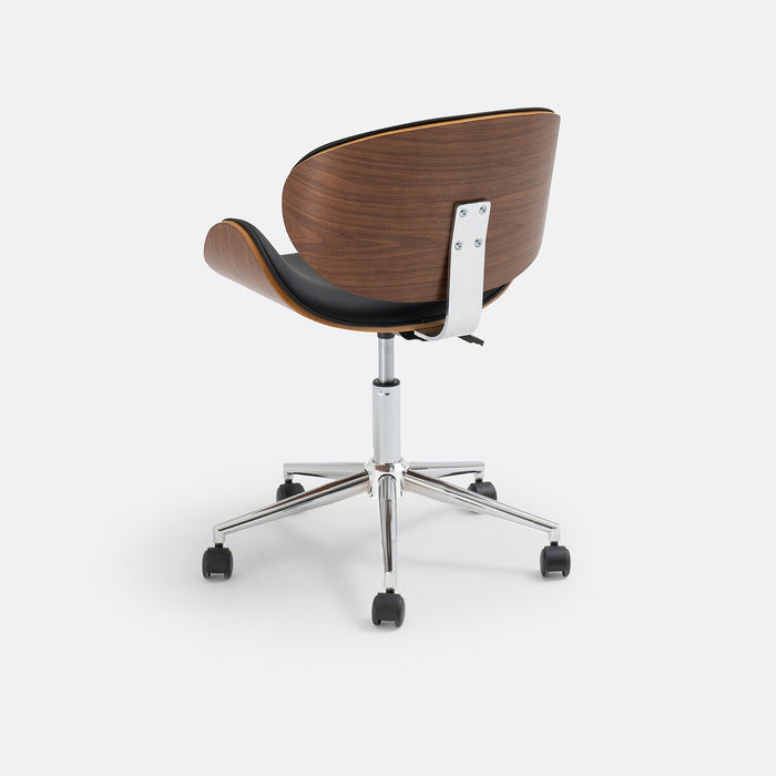 Chaise de bureau bois et cuir Zirka
