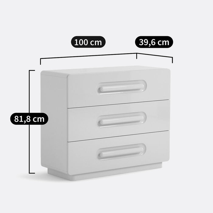 Commode 3 tiroirs Newlo laqué moka – vue de côté
