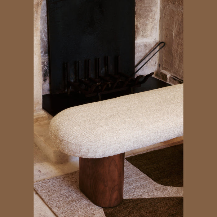 Banc Popa tweed beige - détail assise et piètement