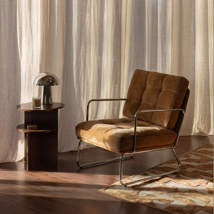 Fauteuil tissu crêpé acier chromé Aurore - NV GALLERY
