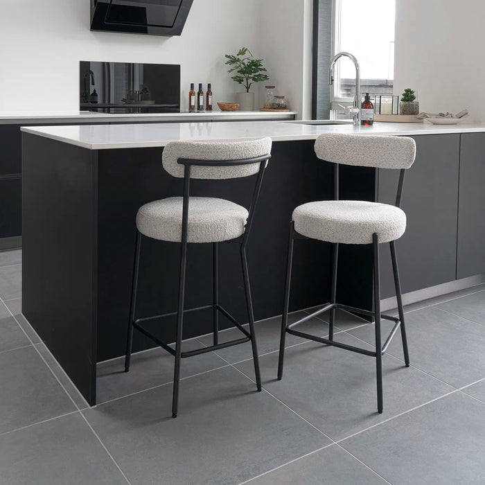 Tabouret tissu bouclette et métal Badalona