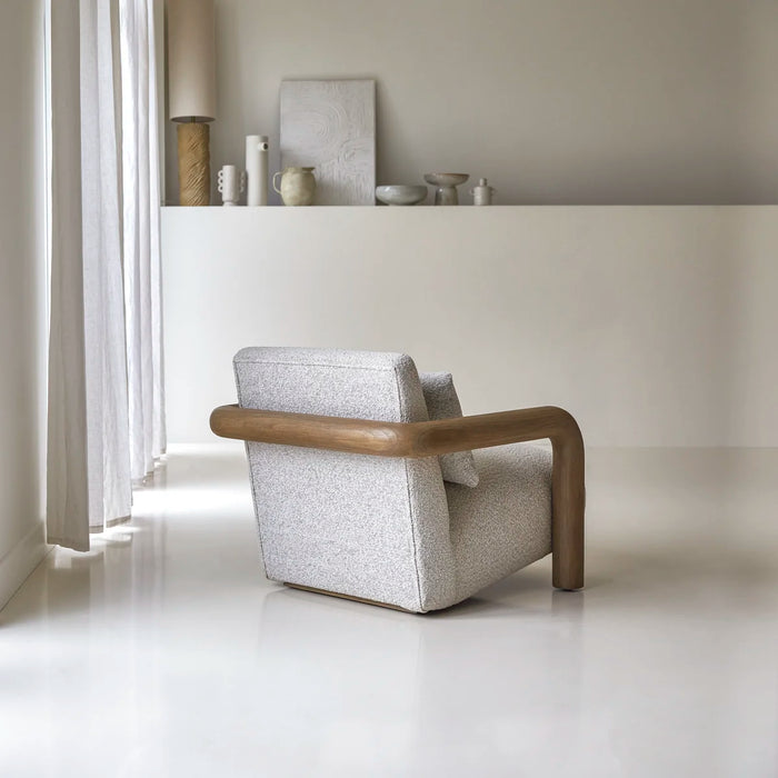Fauteuil mindi massif tissu bouclette Nina - Tikamoon