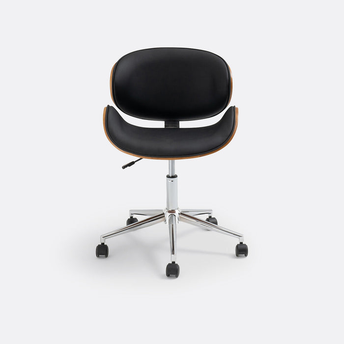 Chaise de bureau bois et cuir Zirka