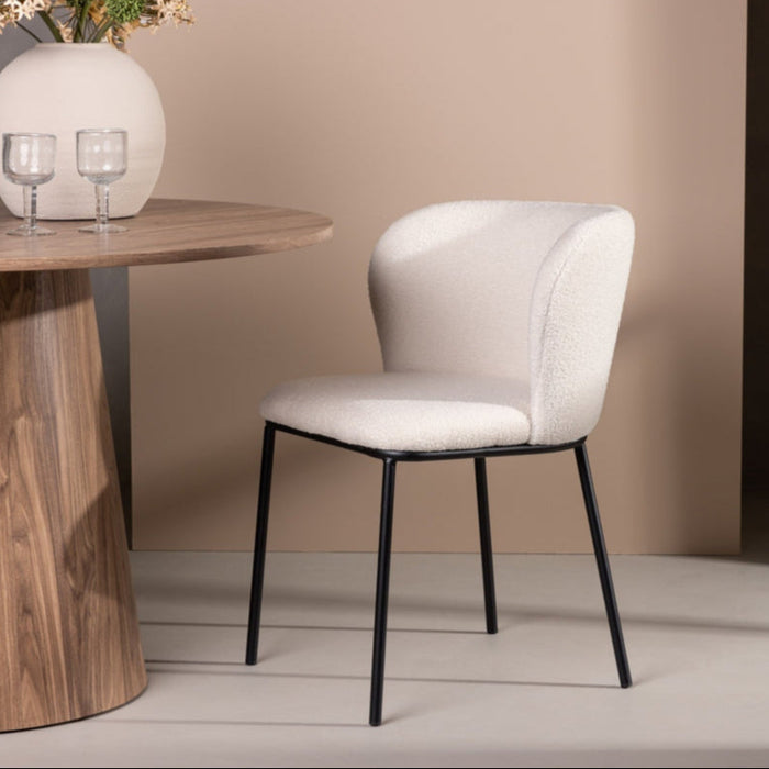 Chaise bouclette et métal Edina