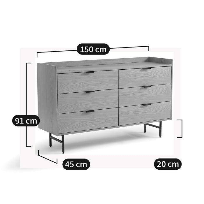 Commode 6 tiroirs métal et MDF Bruna