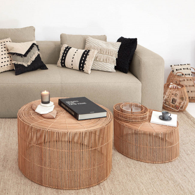 Lot de 2 tables basses rotin Gavina