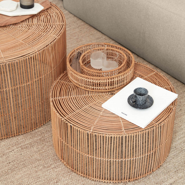 Lot de 2 tables basses rotin Gavina