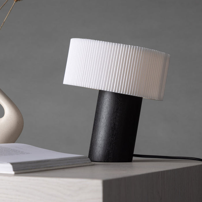 Lampe bois et papier plissé Branas
