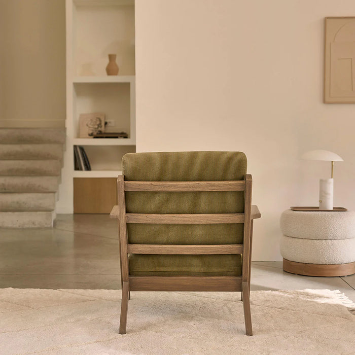 Fauteuil mindi massif velours côtelé Achille - Berah Getah