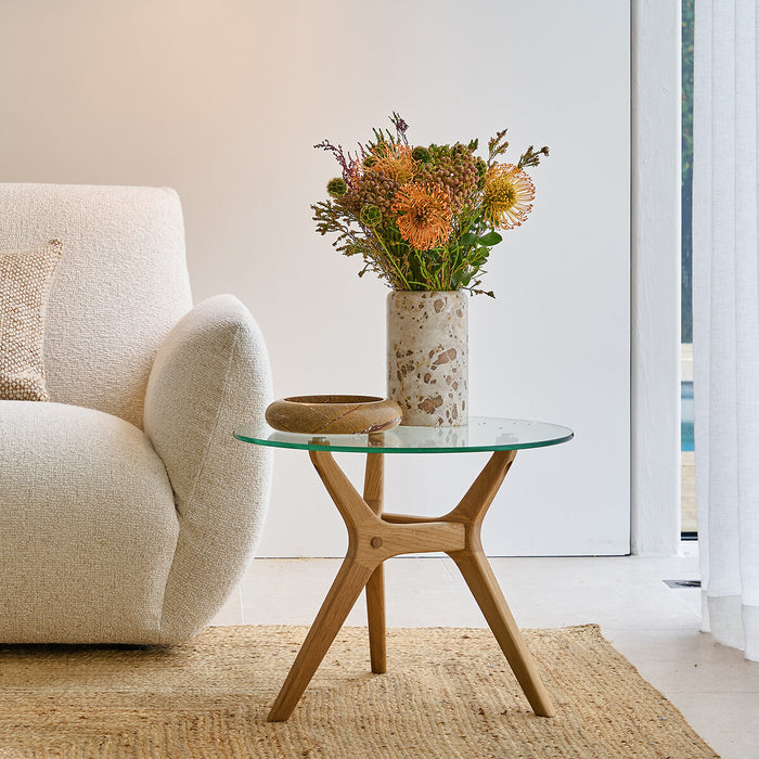 Table d'appoint noyer et verre Maricielo - AM.PM