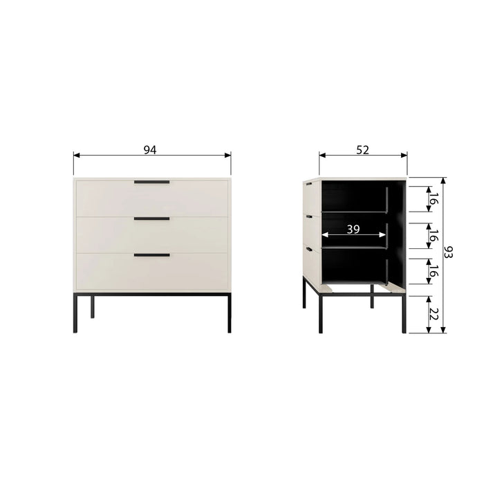 Commode pin massif beige Adam