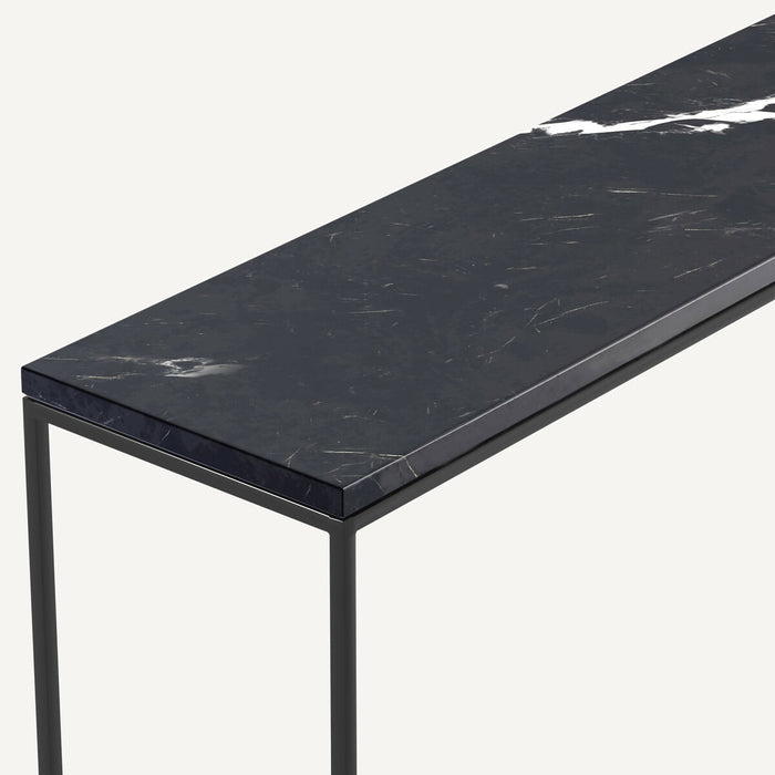 Console marbre noir et métal Mahaut