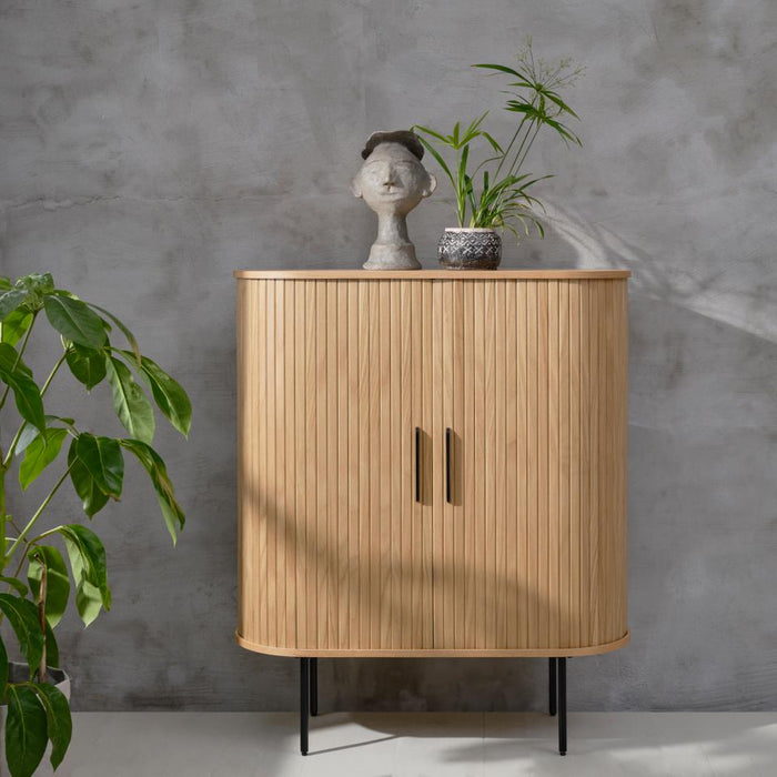 Buffet haut 2 portes bois et métal Ribe