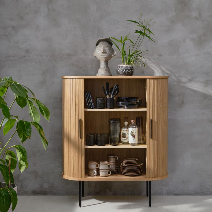 Buffet haut 2 portes bois et métal Ribe