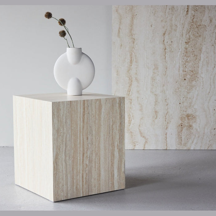 Table d'appoint effet travertin Athena