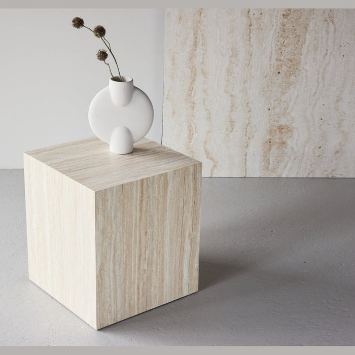 Table d'appoint effet travertin Athena