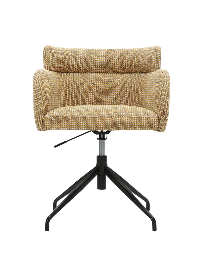 Chaise de bureau Baron tweed jaune miami et métal noir – vue détourée