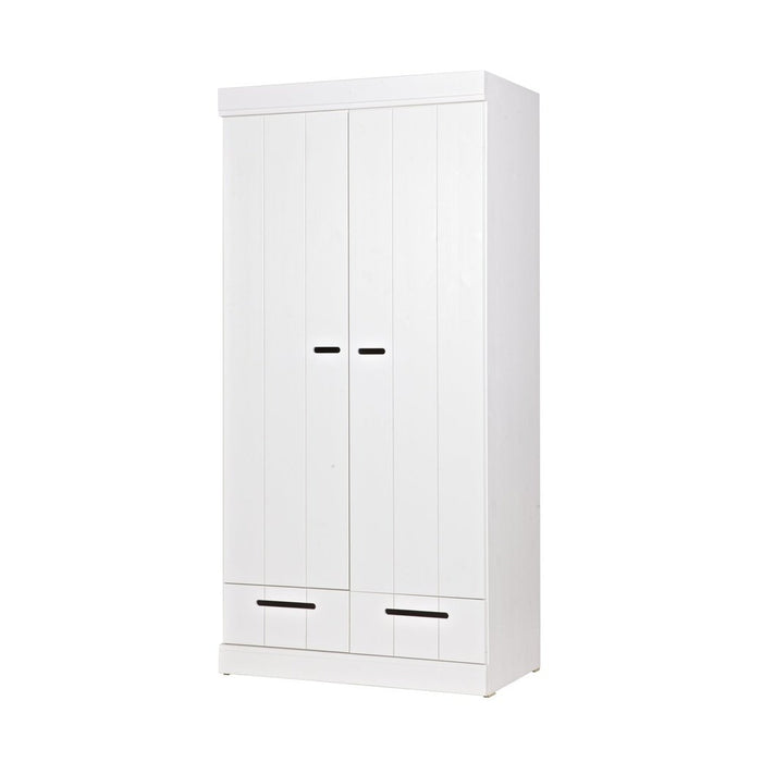 Armoire 2 portes et tiroirs pin Connect