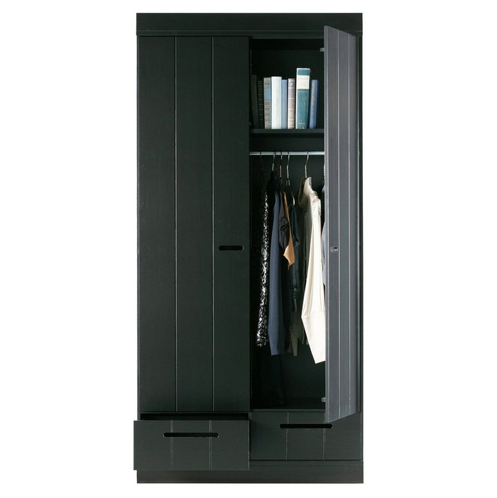 Armoire 2 portes et tiroirs pin Connect