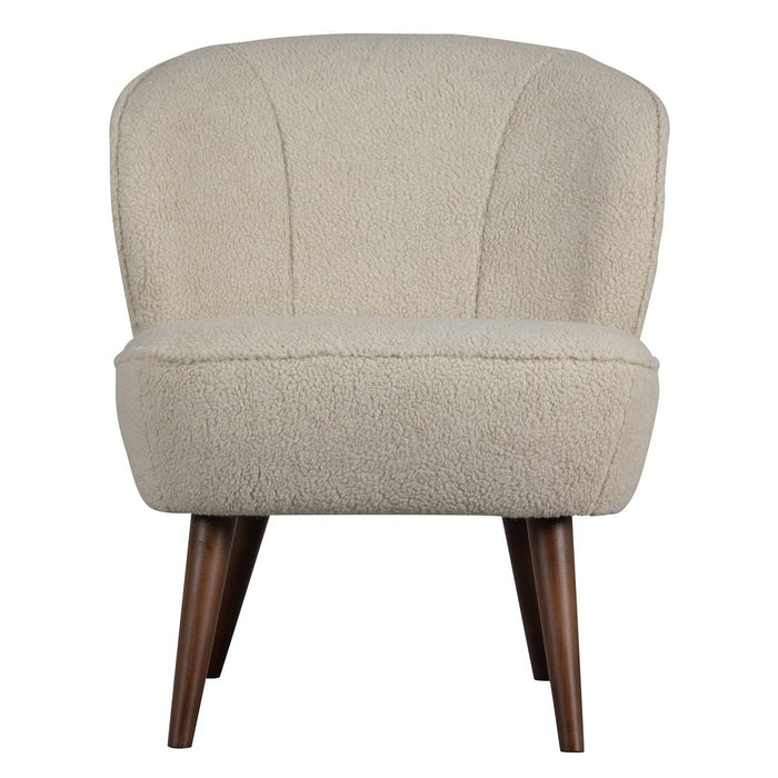 Fauteuil tissu bouclette et bois Sara