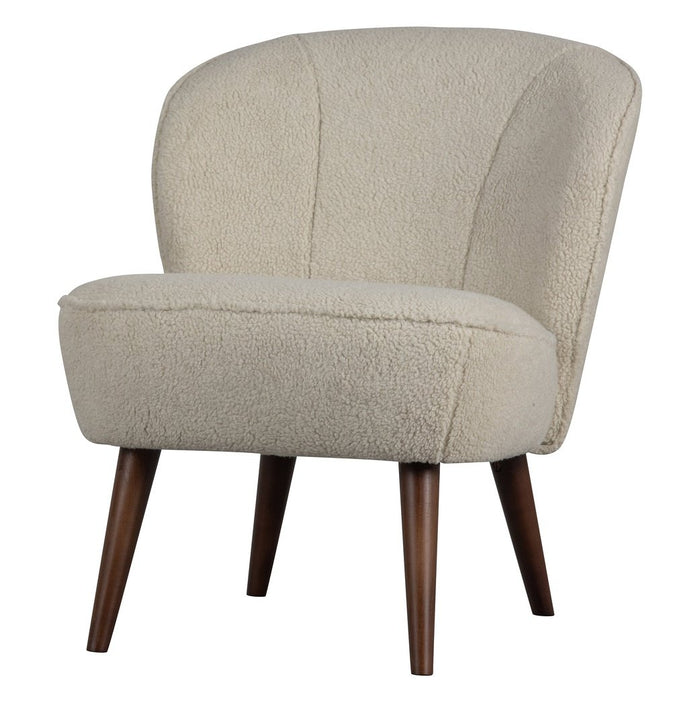 Fauteuil tissu bouclette et bois Sara