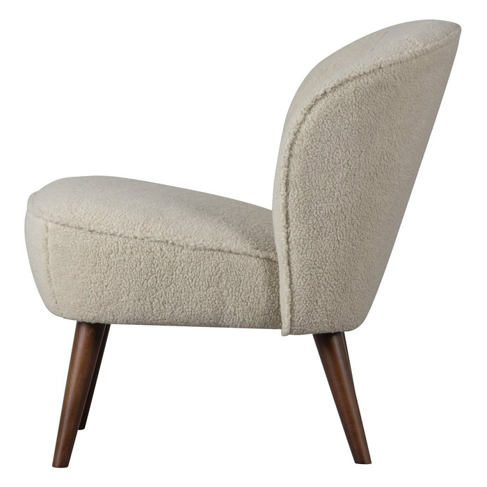 Fauteuil tissu bouclette et bois Sara
