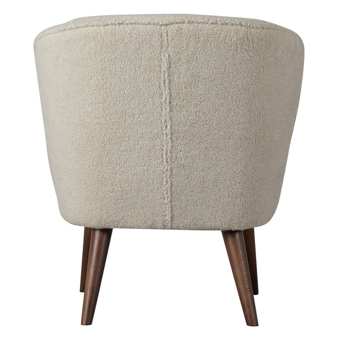Fauteuil tissu bouclette et bois Sara