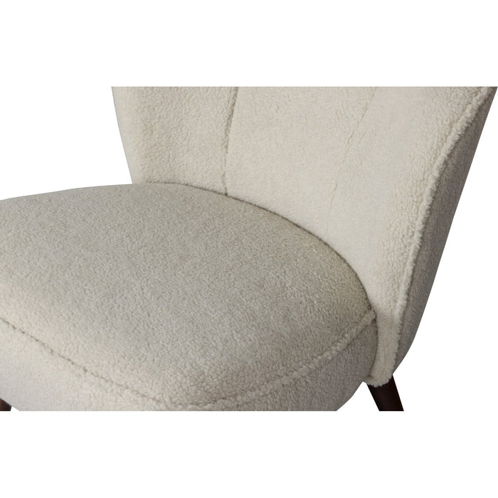 Fauteuil tissu bouclette et bois Sara