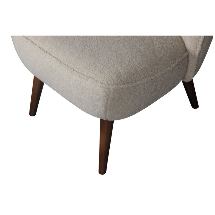 Fauteuil tissu bouclette et bois Sara