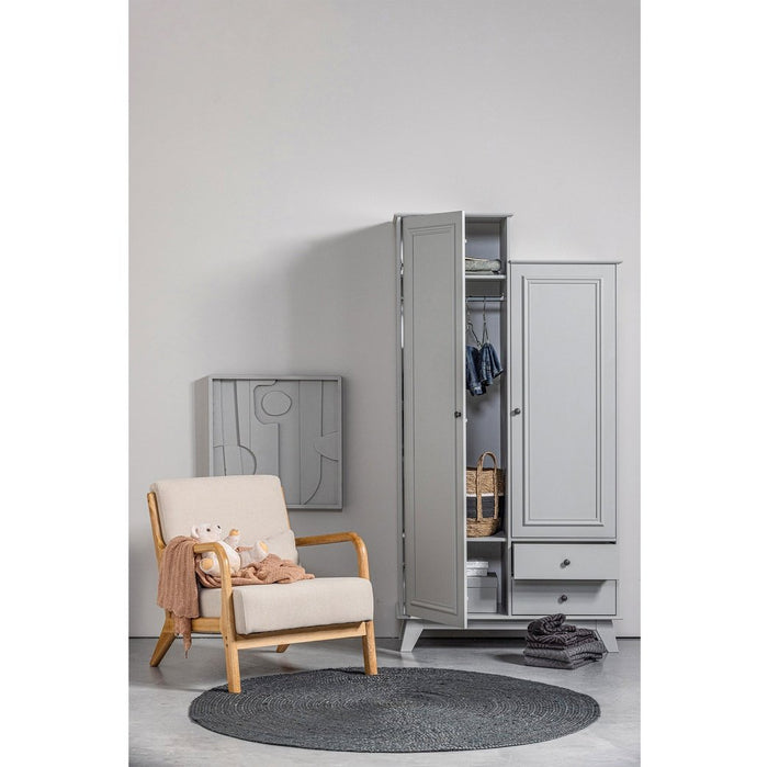 Fauteuil hévéa et tissu Mark