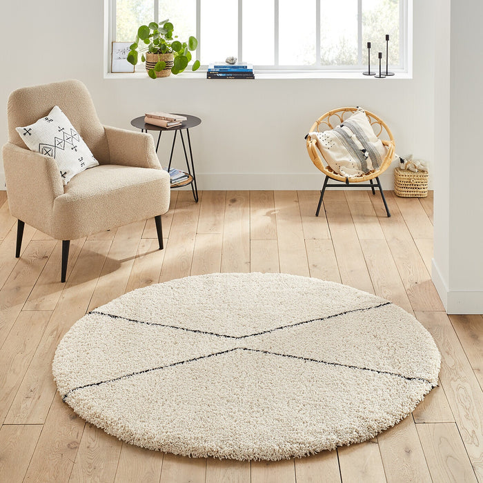 Tapis rond Berbère laine naturelle