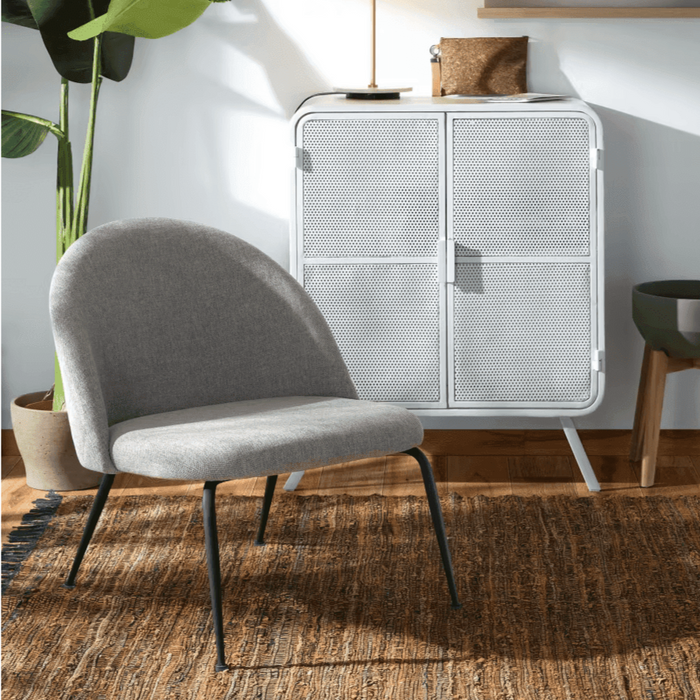 Fauteuil tissu chenille et acier Blava