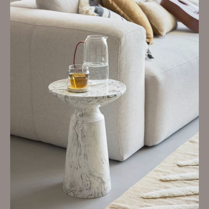 Table d'appoint métal effet marbré Kasby