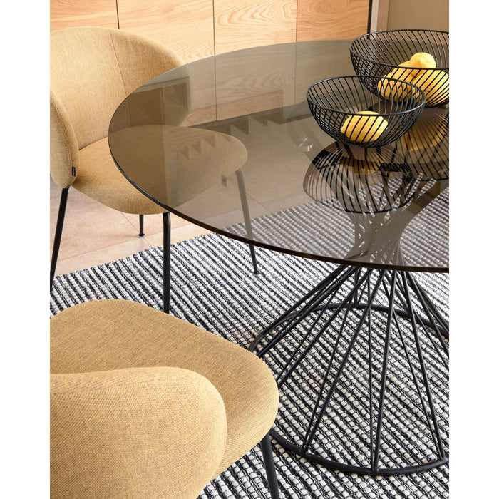 Table à manger verre et acier Juno