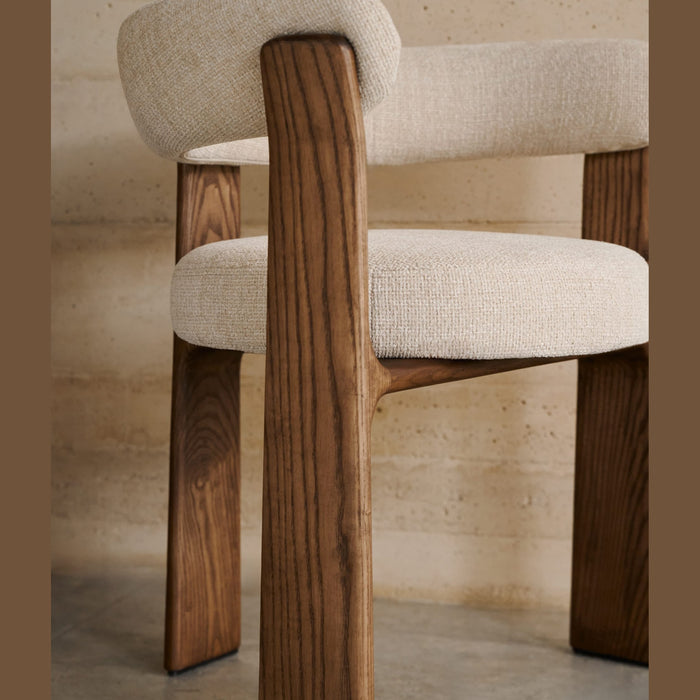 Chaise hévéa noyer et tissu Granite