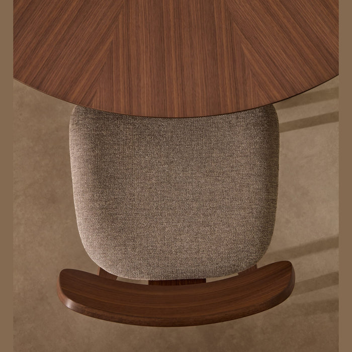 Chaise hévéa noyer et tissu Gennaro