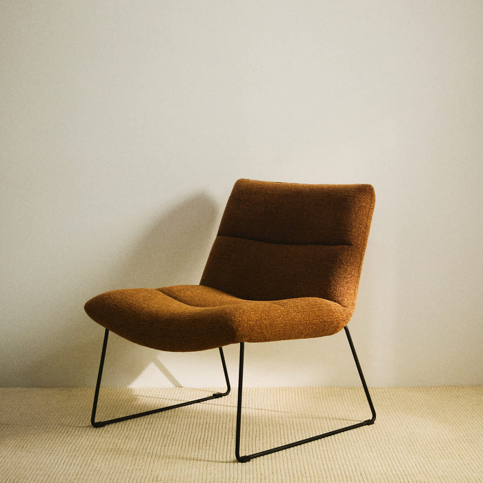 Fauteuil Aria terracotta chenille – mise en ambiance salon