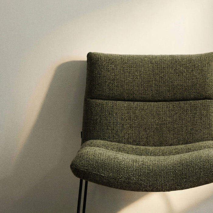 Fauteuil Aria vert chenille – mise en ambiance salon
