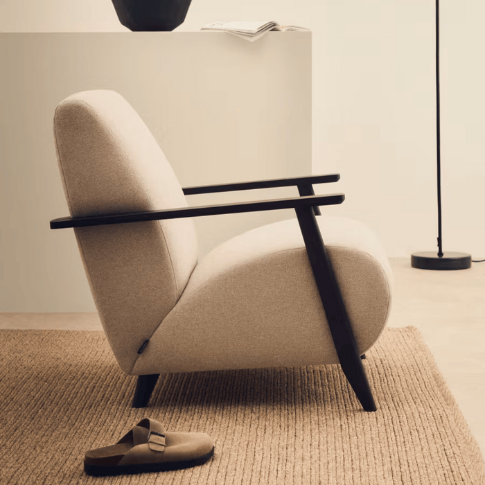 Fauteuil tissu et frêne massif Pals