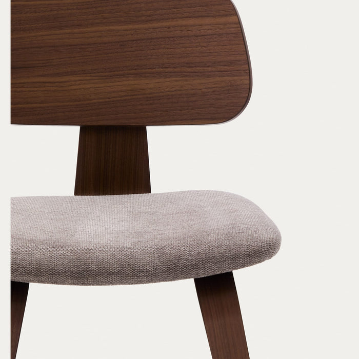 Chaise hévéa noyer et tissu Gennaro