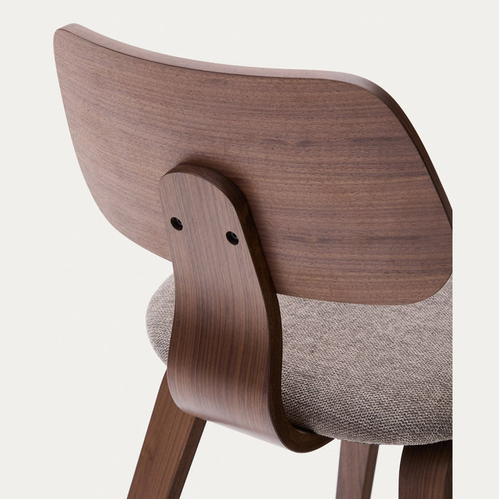Chaise hévéa noyer et tissu Gennaro