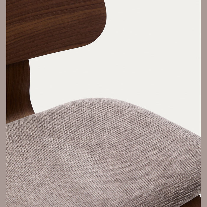 Chaise hévéa noyer et tissu Gennaro