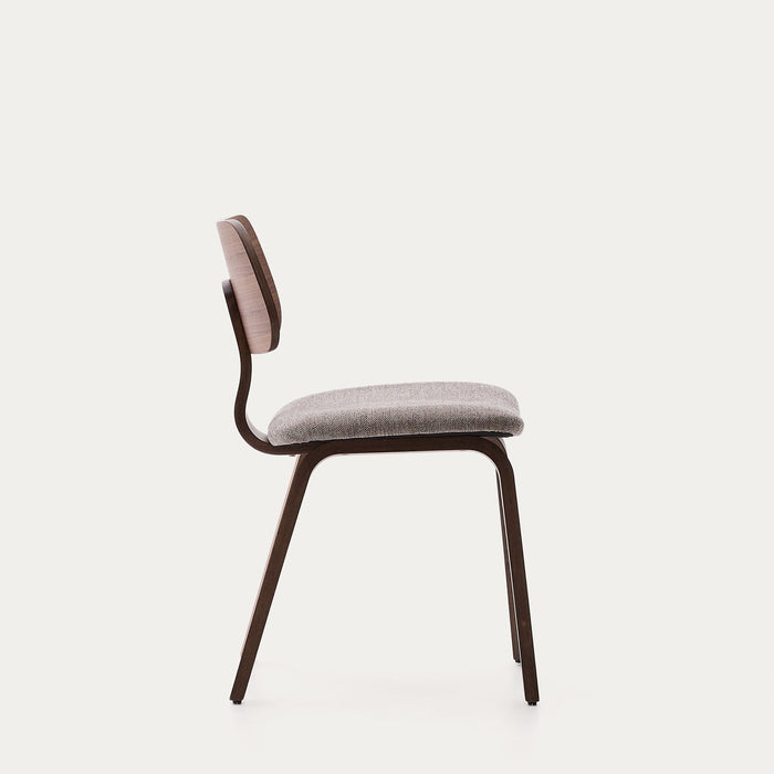 Chaise hévéa noyer et tissu Gennaro