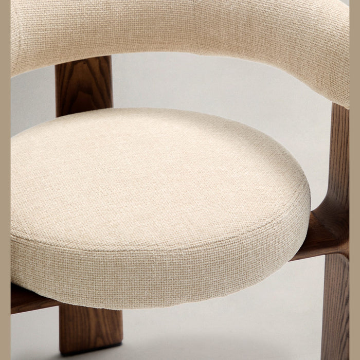 Chaise hévéa noyer et tissu Granite