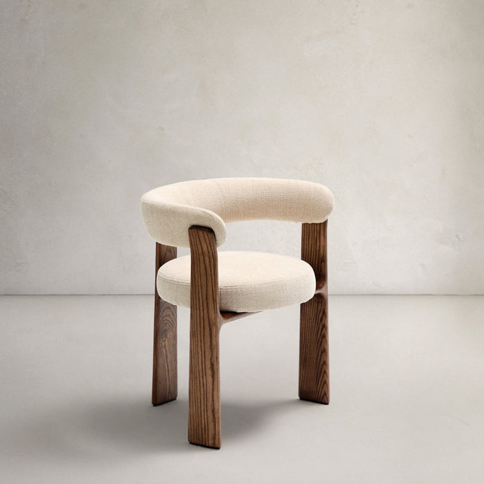 Chaise hévéa noyer et tissu Granite