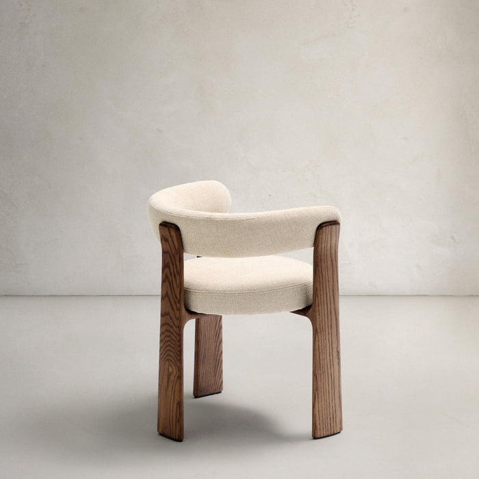 Chaise hévéa noyer et tissu Granite