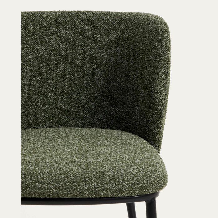 Chaise Avena vert foncé en chenille, vue de détail dossier